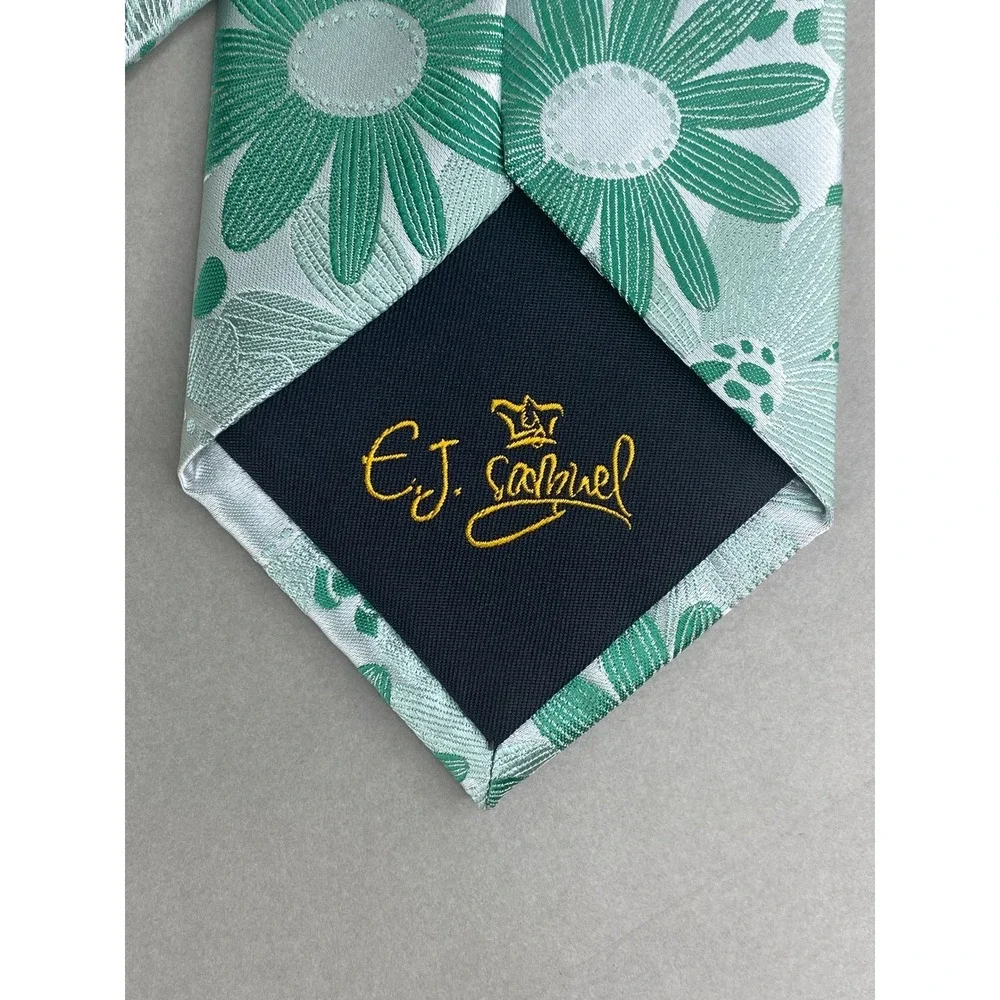 EJ Samuel Mens Floral Tie Green Mint Microfiber XLong Wedding Palm Beach 62x4